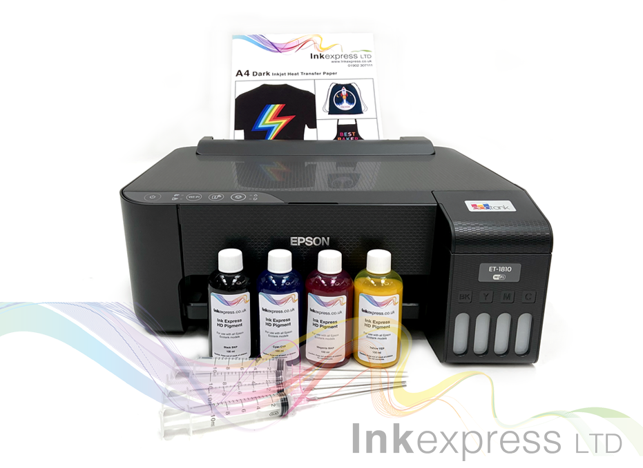 Inkjet Heat Transfer Starter Package Epson Et 1810 A4 Printer 4 X